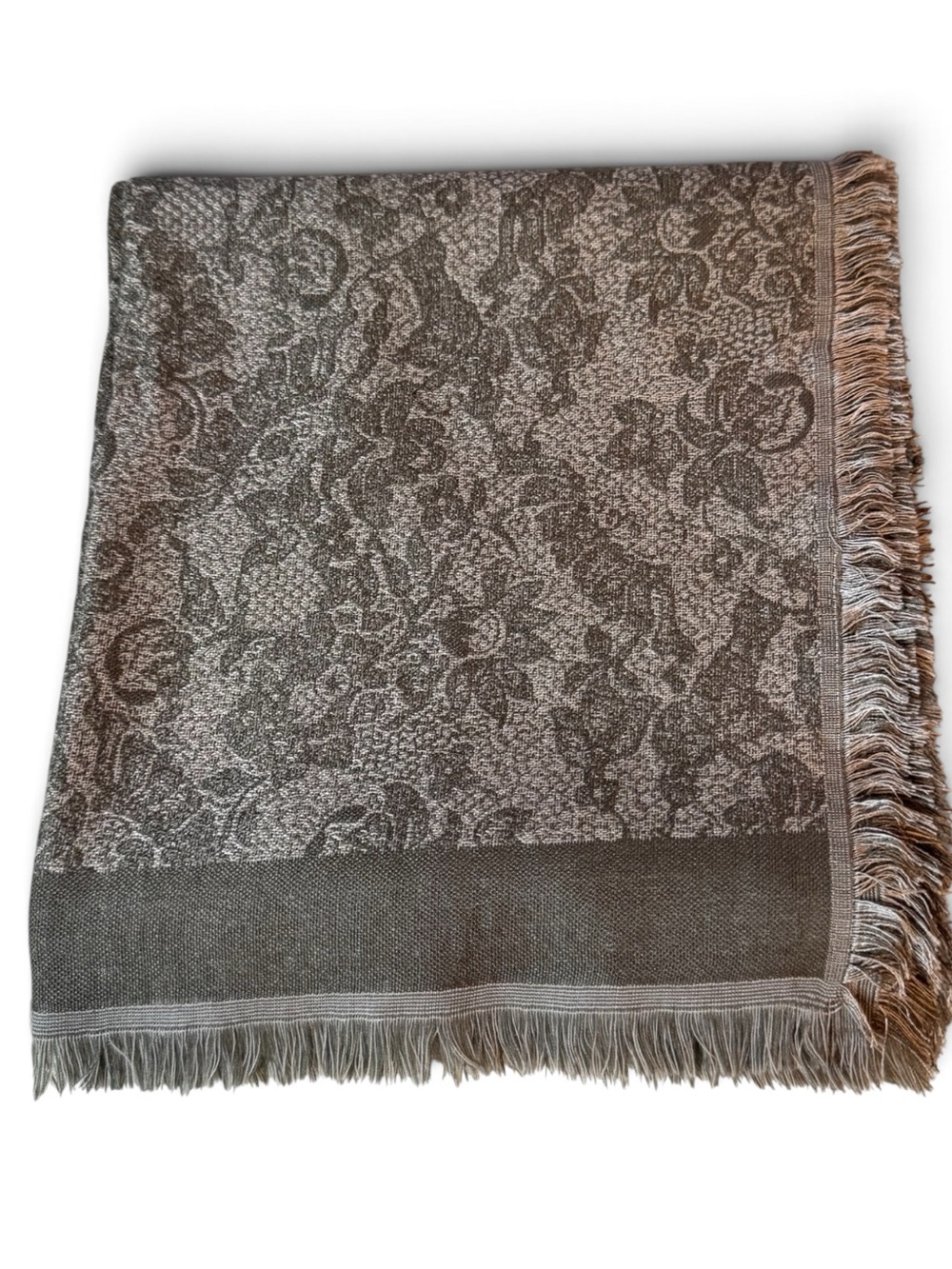 Italian Silk Wool Reversible Floral Scarf Wrap